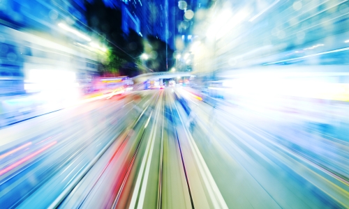 Abstract image of lights in motion, streaming lights