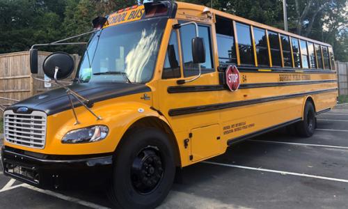 US Electric School Bus for National Grid story about helping to replace diesel buses with electric alternatives