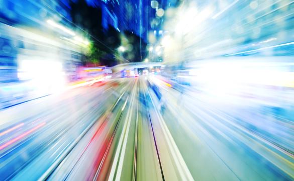 Abstract image of lights in motion, streaming lights