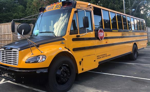 US Electric School Bus for National Grid story about helping to replace diesel buses with electric alternatives