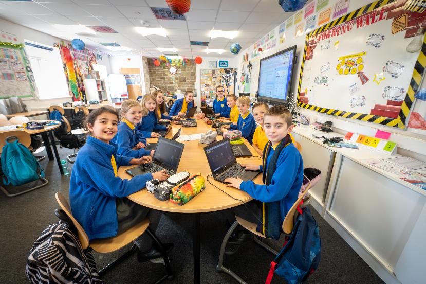 School class with new IT equipment