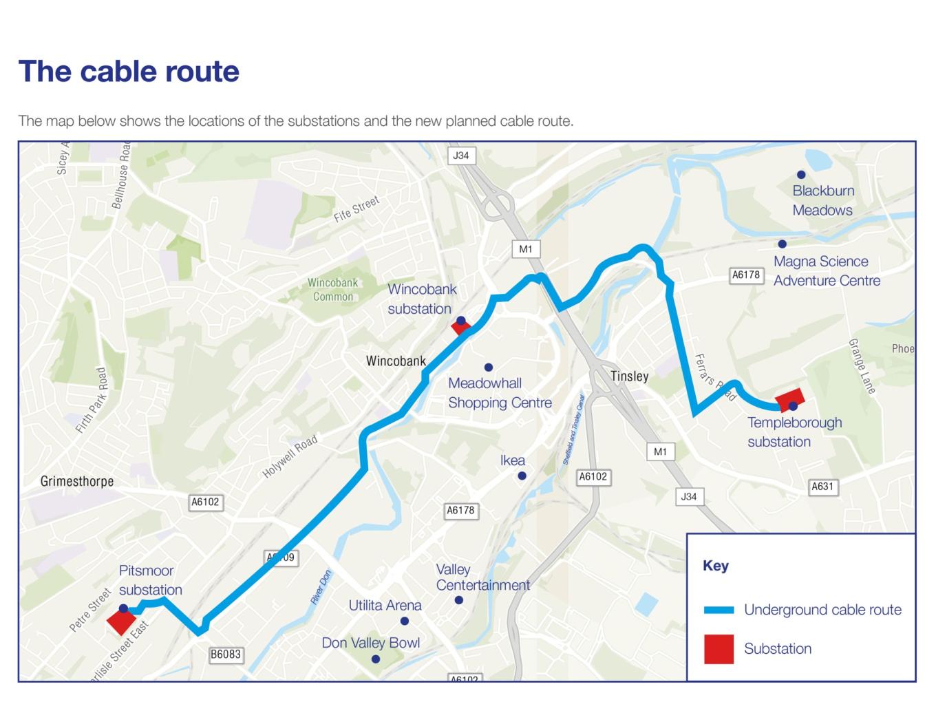 Sheffield Cables Route Sheffield Cables Route